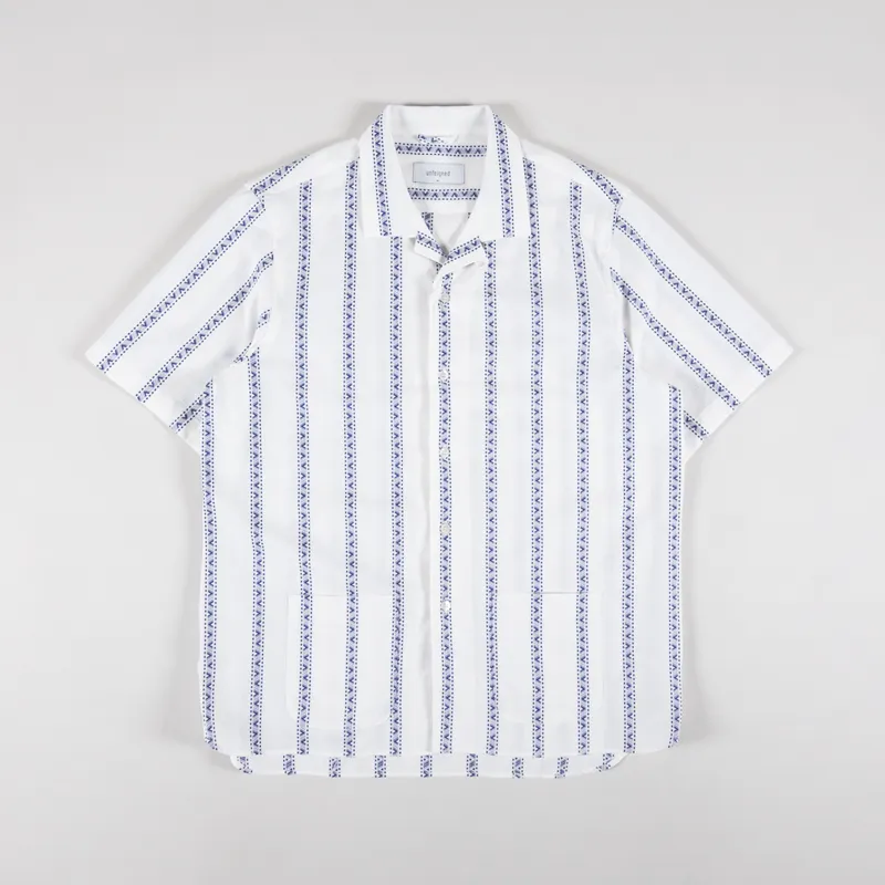 Unfeigned Short Sleeve Embroidered Shirt White