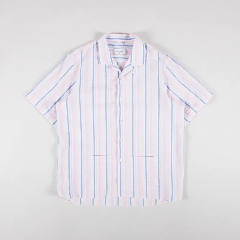 Unfeigned Short Sleeve Shirt Seersucker Pink Blue