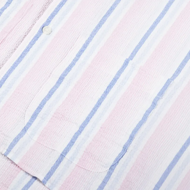 Unfeigned Short Sleeve Shirt Seersucker Pink Blue-2