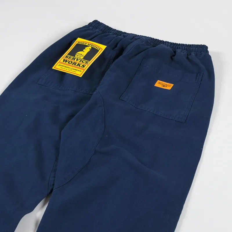 Service Works Mens Classic Canvas Chef Pants Trousers Navy Blue