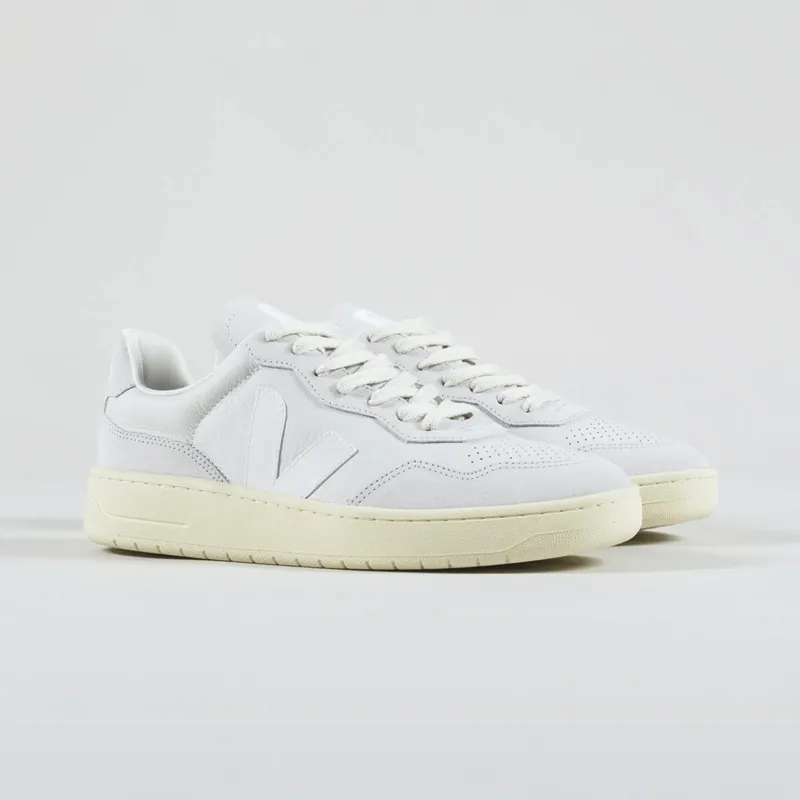 Veja V-90 Leather Shoes Gravel White