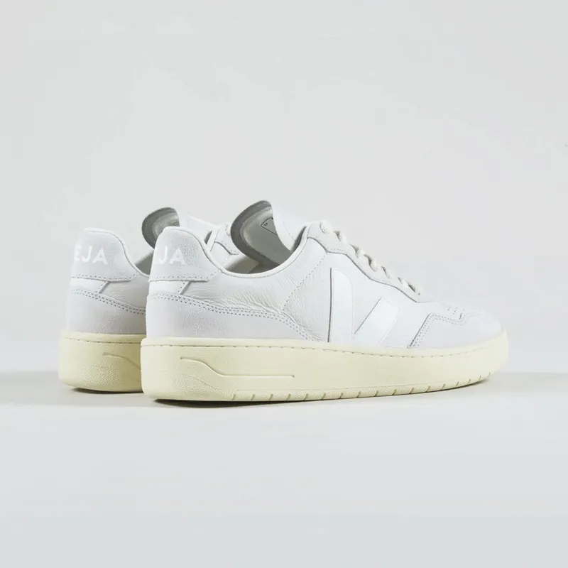 Veja V-90 Leather Shoes Gravel White-1