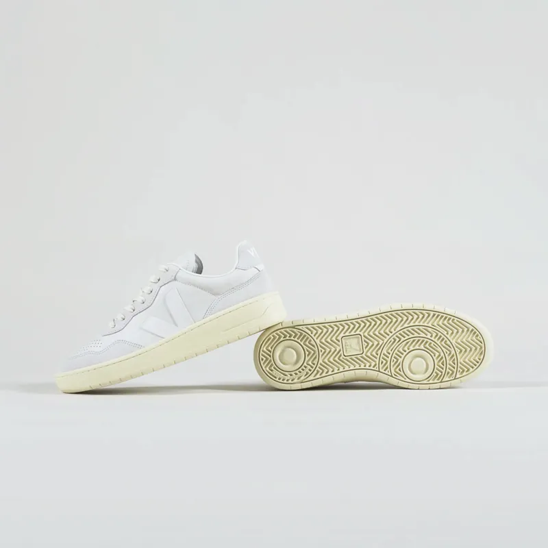 Veja V-90 Leather Shoes Gravel White-2