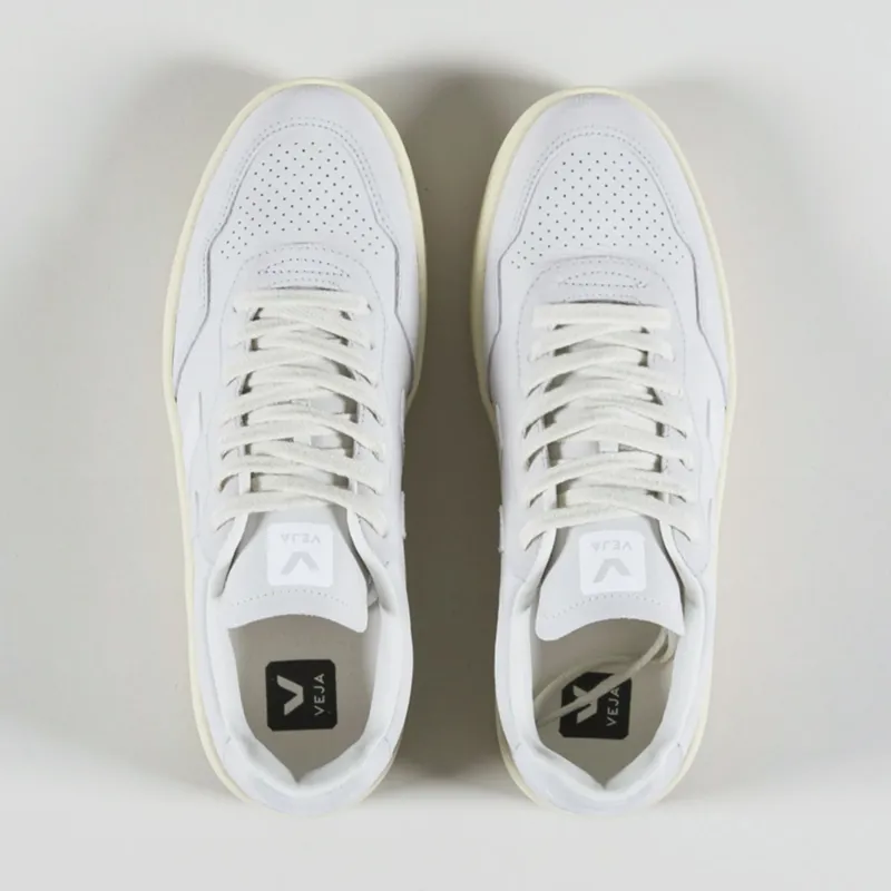 Veja V-90 Leather Shoes Gravel White-6