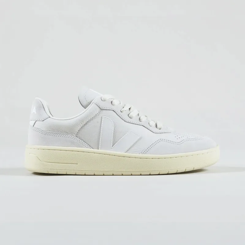 Veja V-90 Leather Shoes Gravel White-3