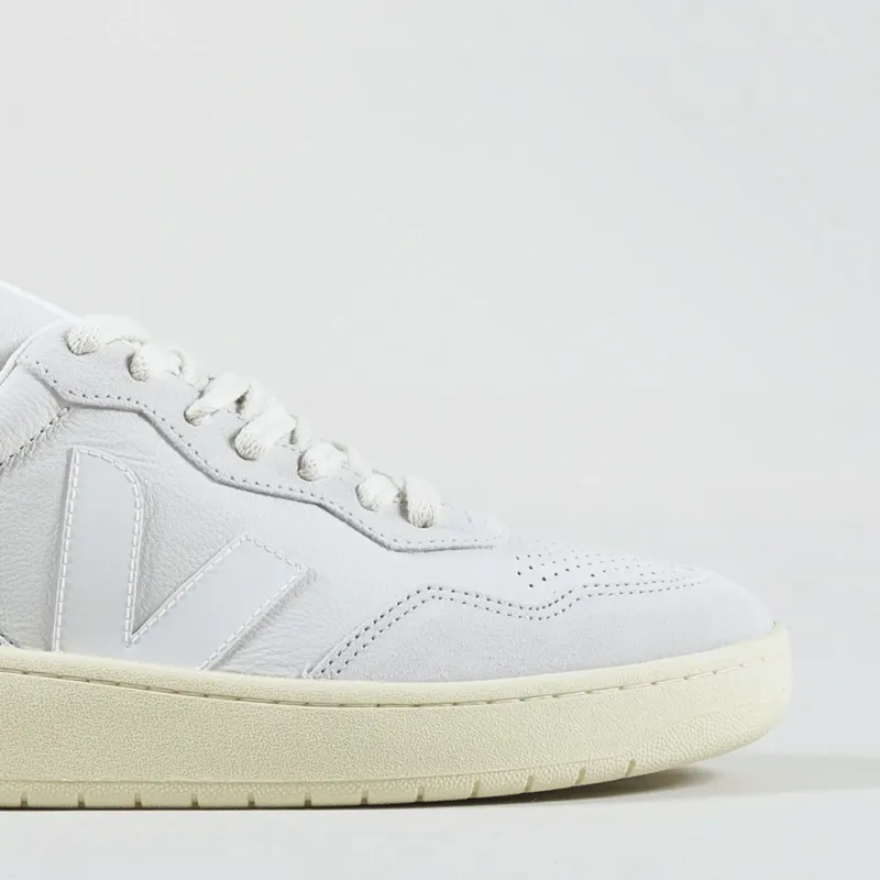 Veja V-90 Leather Shoes Gravel White-5