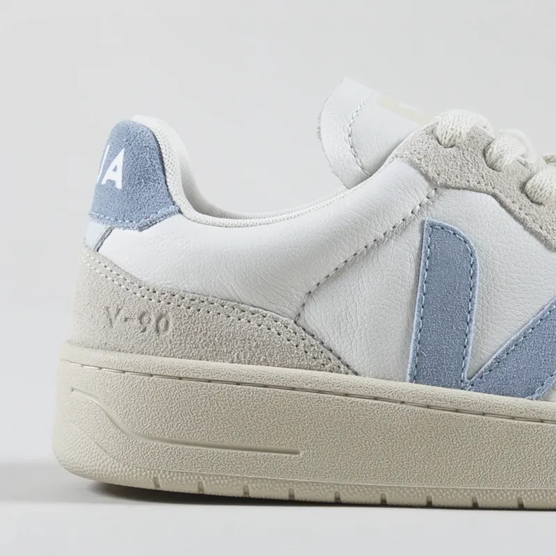 Veja Womens V-90 Leather Shoes Extra White Steel-4