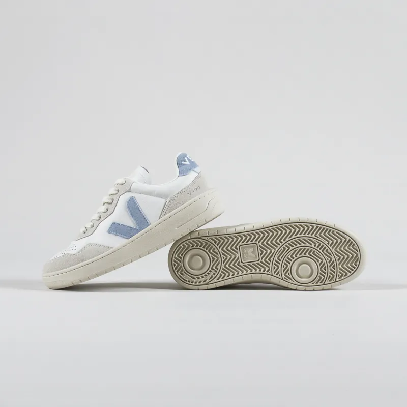 Veja Womens V-90 Leather Shoes Extra White Steel-3