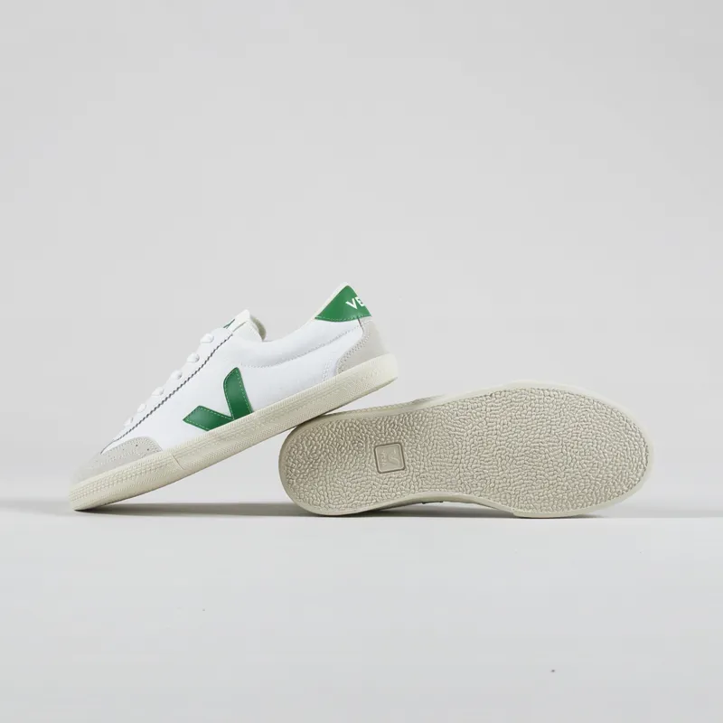 Veja Womens Volley Canvas Shoe White Emeraude-3