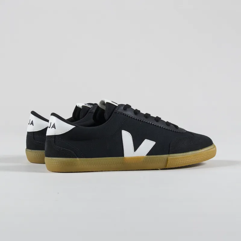 Veja Womens Volley Canvas Shoe Black White Natural-1
