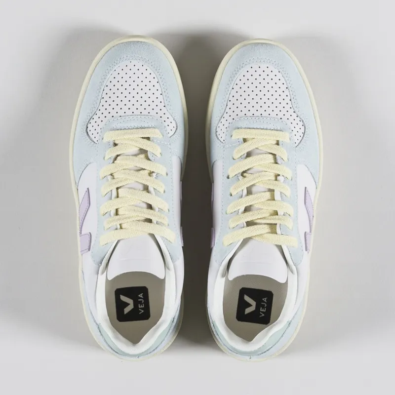 Veja Womens V-10 Leather Shoes Gravel Parme Menthol-4