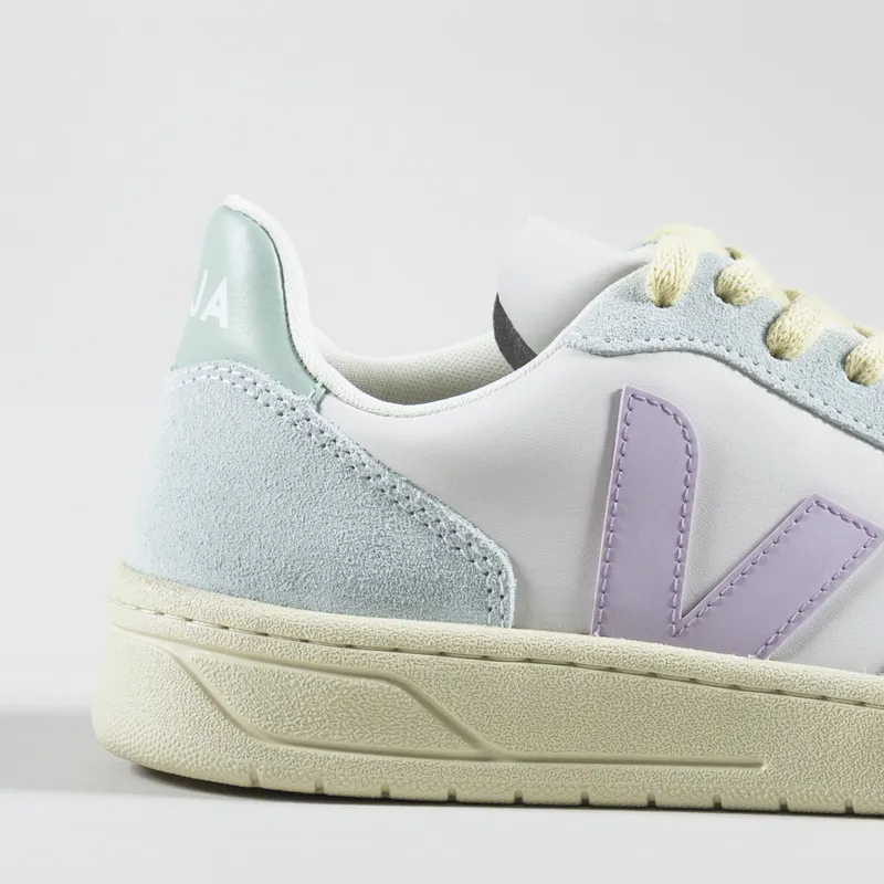 Veja Womens V-10 Leather Shoes Gravel Parme Menthol-5