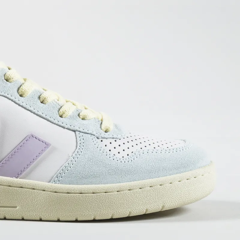 Veja Womens V-10 Leather Shoes Gravel Parme Menthol-6