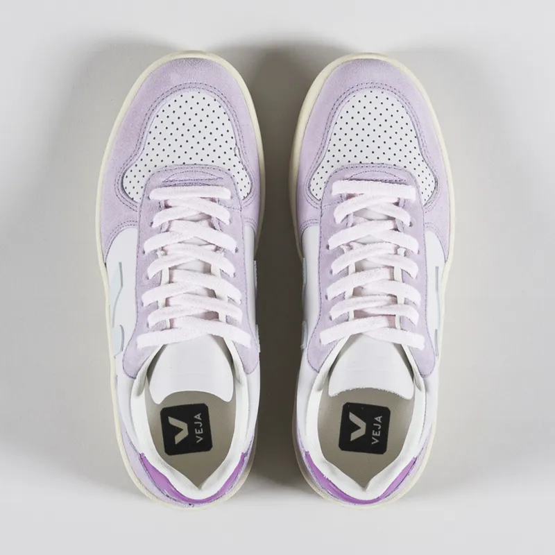 Veja Womens V-10 Leather Shoes Gravel Menthol Parme-4