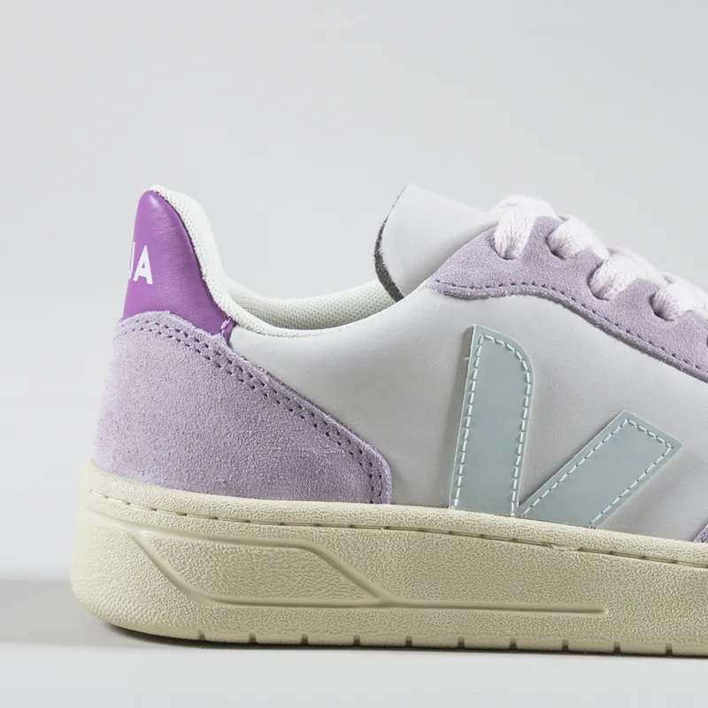 Veja Womens V-10 Leather Shoes Gravel Menthol Parme-5