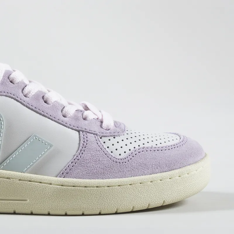 Veja Womens V-10 Leather Shoes Gravel Menthol Parme-6