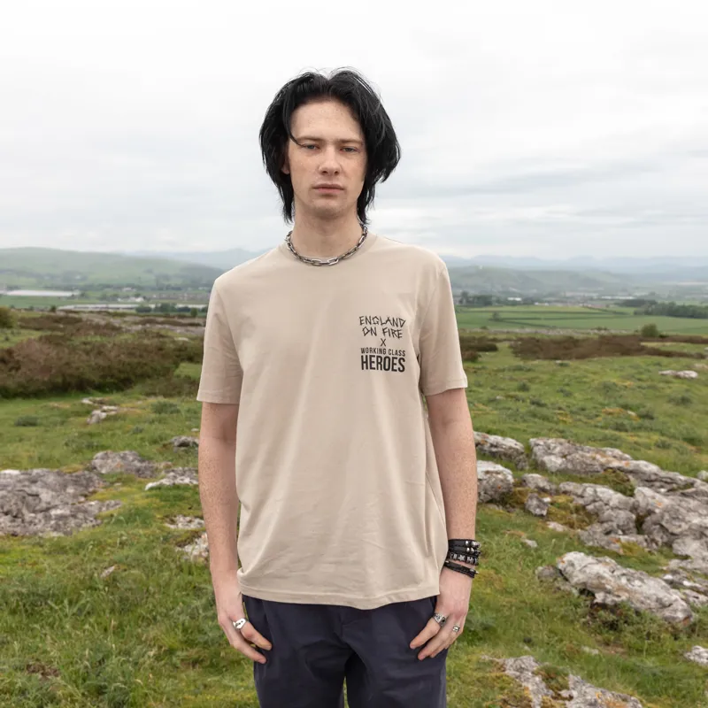 Working Class Heroes x England On Fire Minerva Britanna T Shirt Desert Dust-2