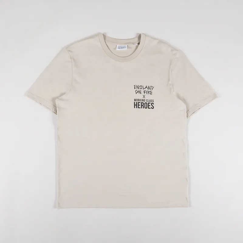 Working Class Heroes x England On Fire Minerva Britanna T Shirt Desert Dust-3