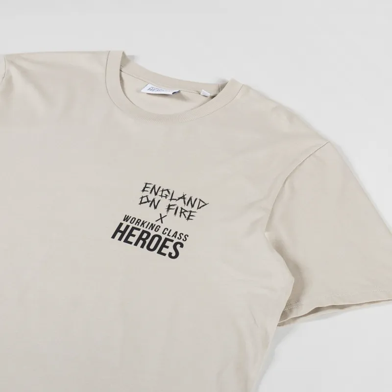 Working Class Heroes x England On Fire Minerva Britanna T Shirt Desert Dust-5
