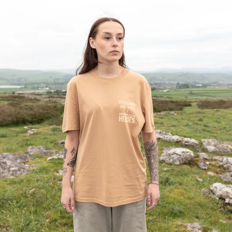 Working Class Heroes x England On Fire Europe A Prophecy Regular Fit T Shirt Latte-2