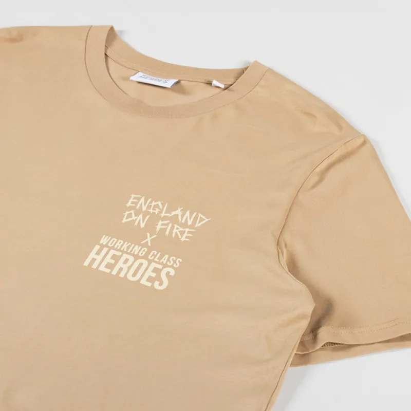 Working Class Heroes x England On Fire Europe A Prophecy Regular Fit T Shirt Latte-5